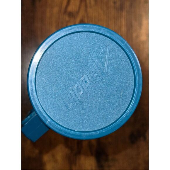 Aladdin Plaid Thermos 1 Pint Blue Vintage With Cup And Stopper - Picture 5 of 9